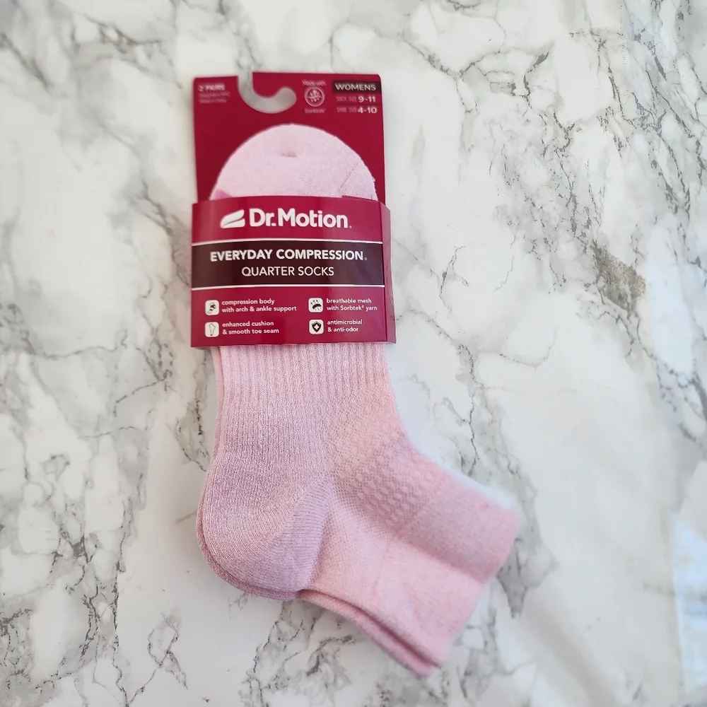 Dr. Motion Compression Socks Quarter Socks 6 Pairs  Size Socks 9–11 Shoe 4-10